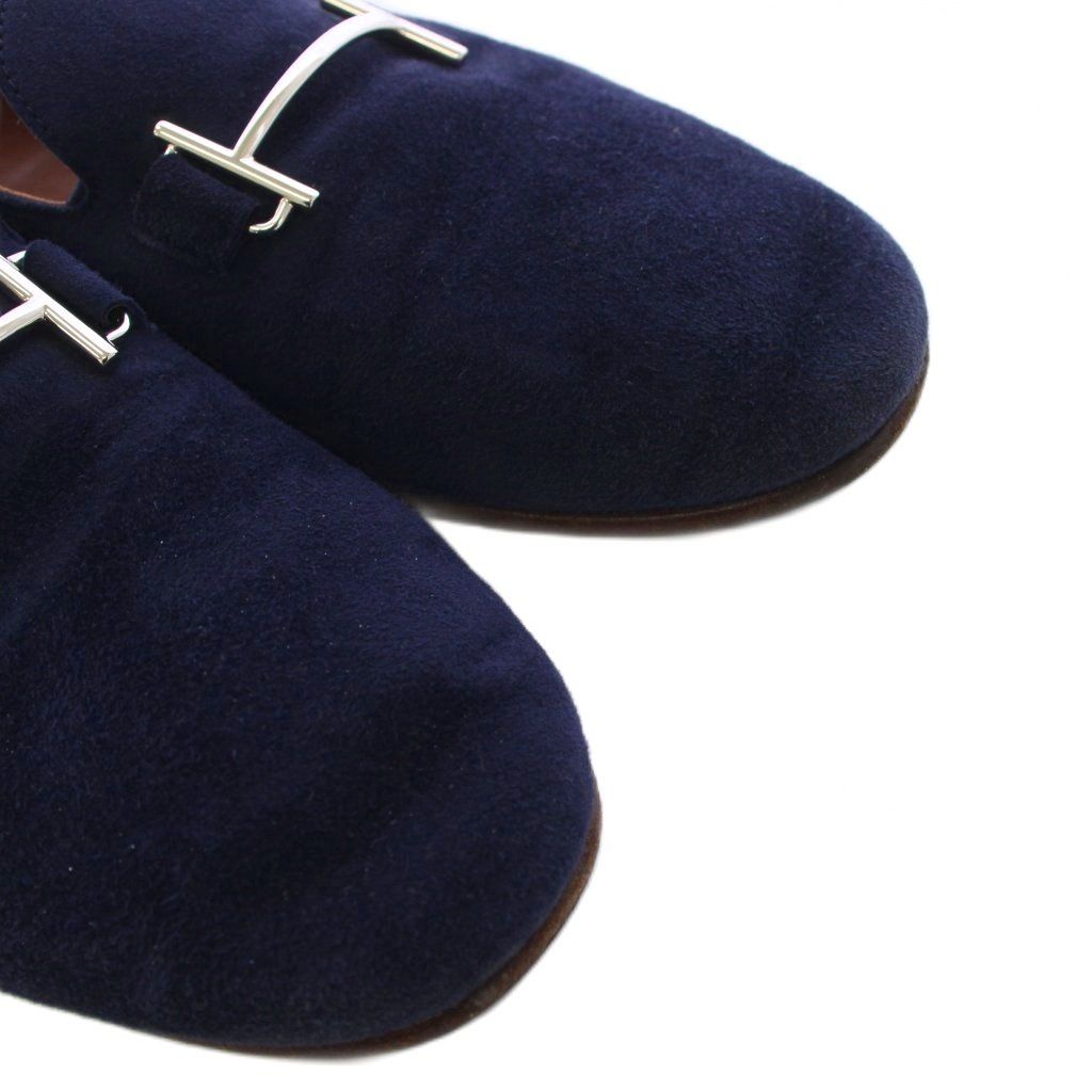 Hermes Saga Suede Loafers Moccasins 41 Navy PJ — view 4