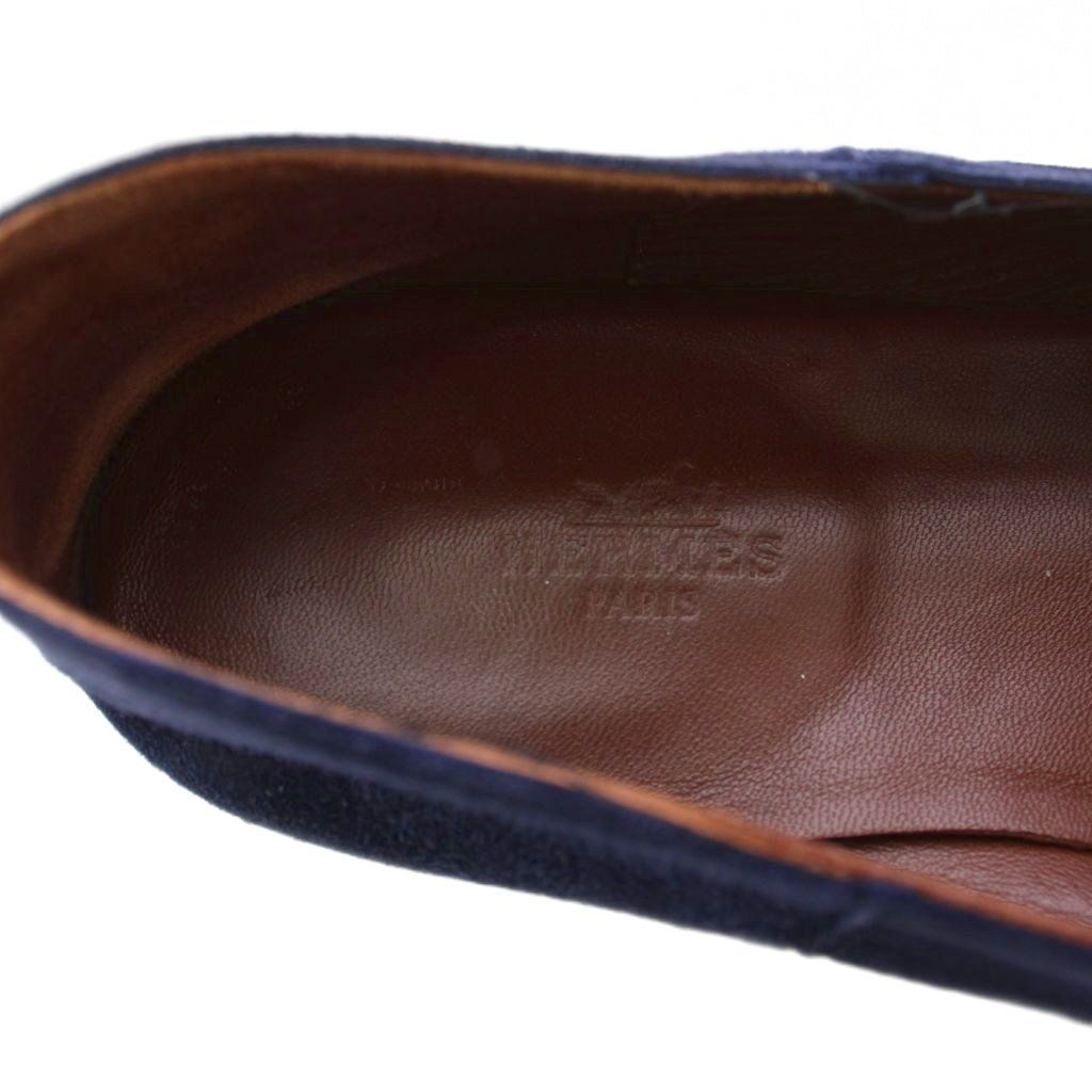 Hermes Saga Suede Loafers Moccasins 41 Navy PJ — view 7