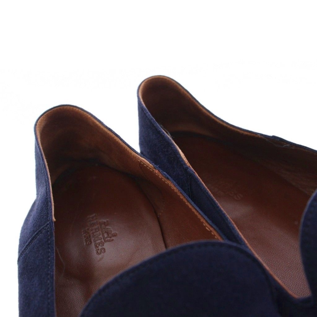 Hermes Saga Suede Loafers Moccasins 41 Navy PJ — view 5
