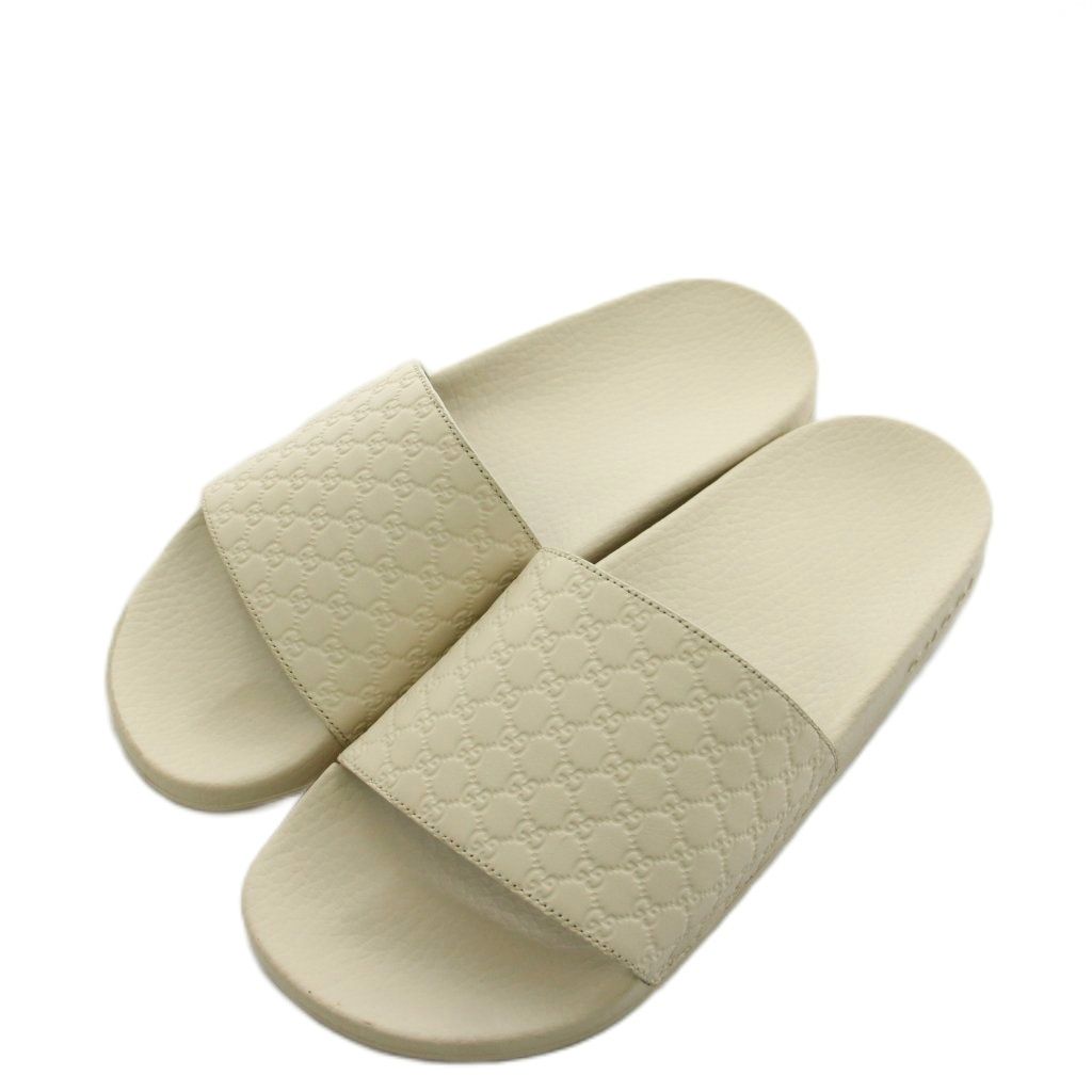 Gucci GG Pattern Sandals Leather 38 White