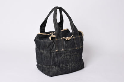 Chanel Sparkling Denim Tote Bag Fabric Indigo Gold — view 3