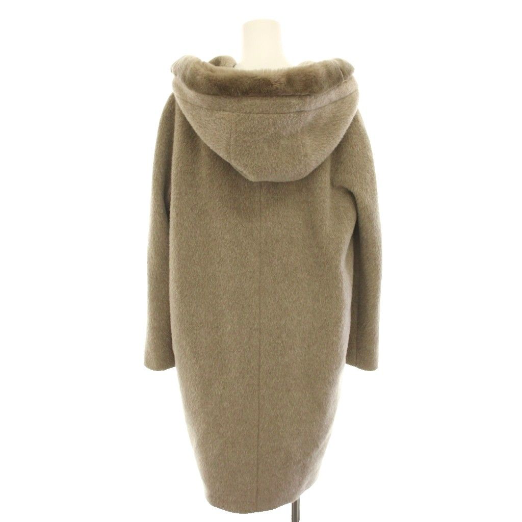 Max Mara S 'S Hooded Double Coat Faux Fur Alpaca Blend 36 Mocha Brown YT — view 3