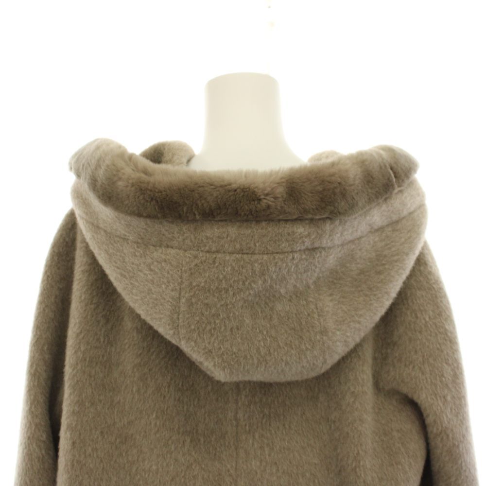 Max Mara S 'S Hooded Double Coat Faux Fur Alpaca Blend 36 Mocha Brown YT — view 6