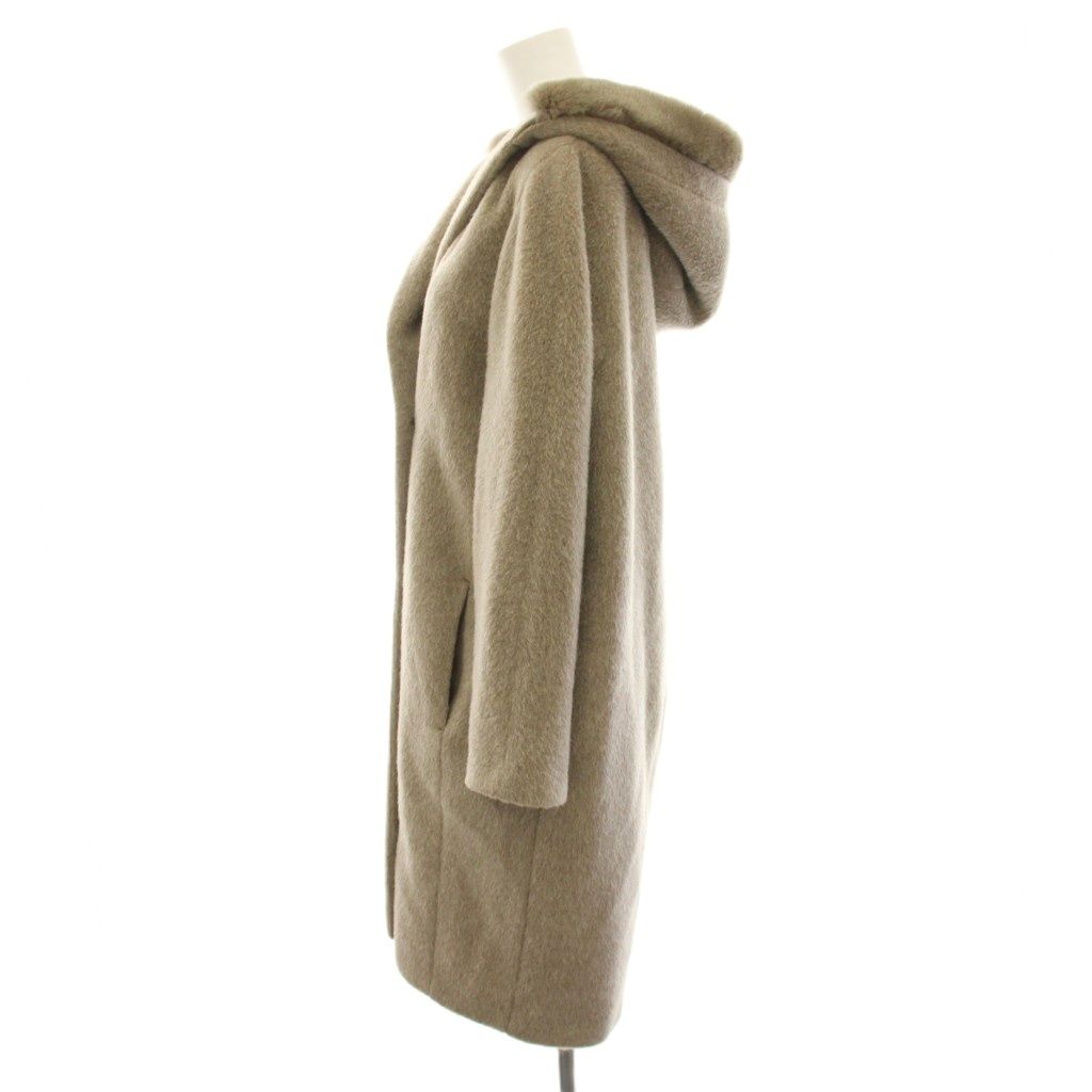 Max Mara S 'S Hooded Double Coat Faux Fur Alpaca Blend 36 Mocha Brown YT — view 2