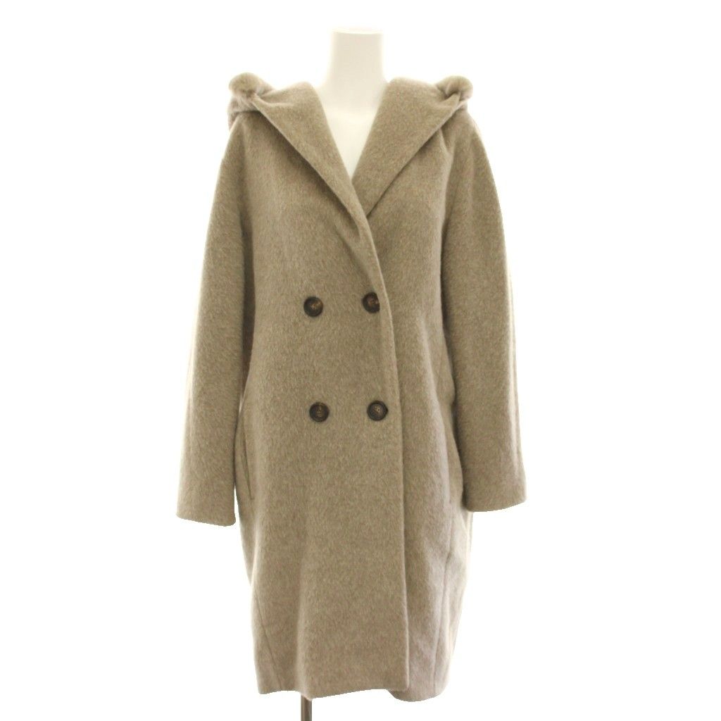 Max Mara S 'S Hooded Double Coat Faux Fur Alpaca Blend 36 Mocha Brown YT