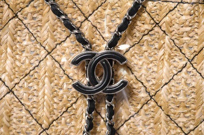 Chanel 2-Way Shoulder Bag CC Logo Vinyl Linen Lambskin Black Silver — view 7
