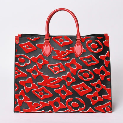 Louis Vuitton On The Go GM Monogram Tufted Black Red Tote Bag — view 3