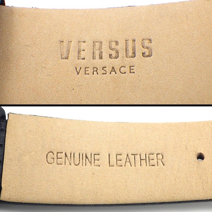 Versace Watch Palestro Date Chronograph Black Gold Dial SS Leather Quartz Analog — view 5