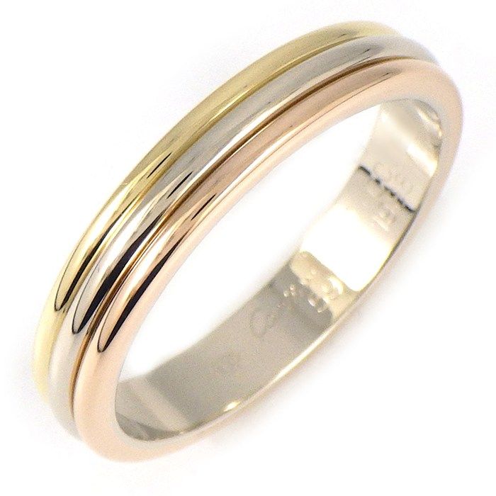Cartier Ring Vendome Louis Wedding Band Three Color 18k Pink Gold 18k White