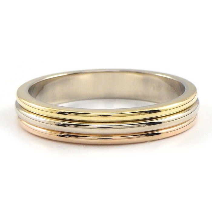 Cartier Ring Vendome Louis Wedding Band Three Color 18k Pink Gold 18k White — view 2