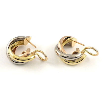 Cartier Earrings Trinity Hoop Three Color 18k Pink Gold 18k White Yellow — view 2