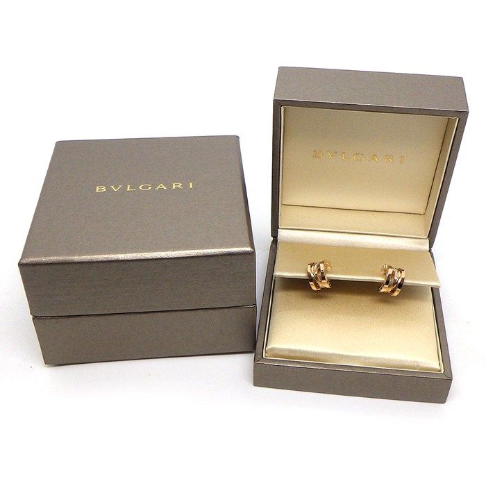Bvlgari Earrings Legend Hoop Logo Diamond Total 18k Pink Gold — view 8