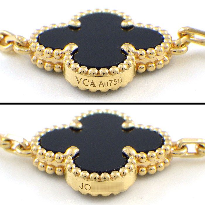 Van Cleef & Arpels Bracelet Vintage Alhambra 5 Motifs Onyx 18k Yellow Gold — view 4