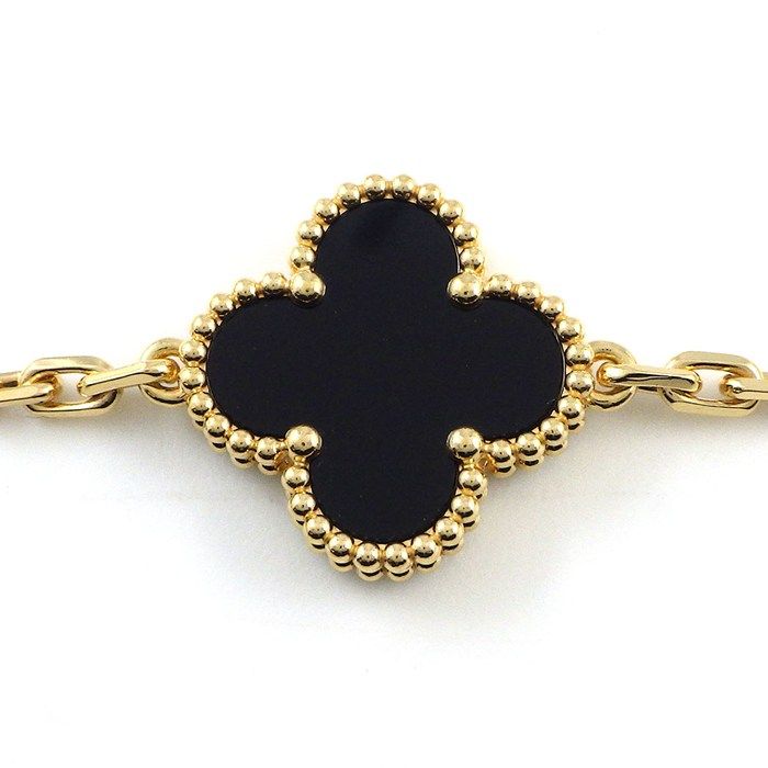 Van Cleef & Arpels Bracelet Vintage Alhambra 5 Motifs Onyx 18k Yellow Gold — view 2