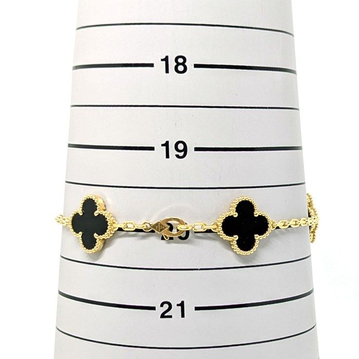 Van Cleef & Arpels Bracelet Vintage Alhambra 5 Motifs Onyx 18k Yellow Gold — view 9