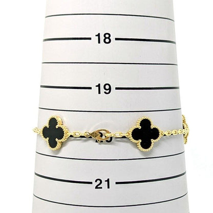 Van Cleef & Arpels Bracelet Vintage Alhambra 5 Motifs Onyx 18k Yellow Gold — view 9