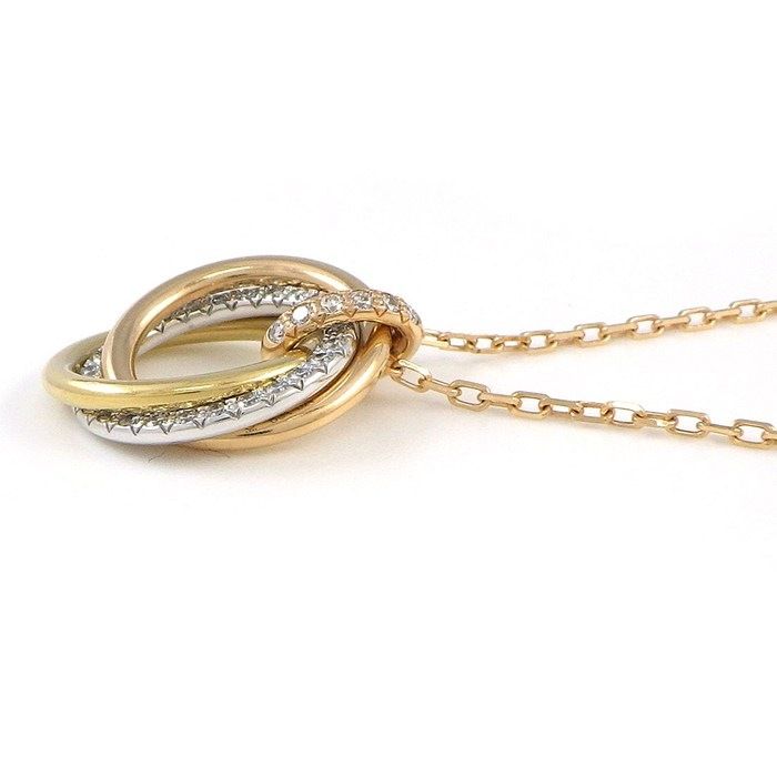 Cartier Necklace Trinity Small Semi Pave Three Color 33 Points Diamond Total — view 3