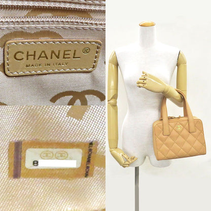 Chanel Handbag Wild Stitch Leather Beige Gold CC Logo Brown — view 9