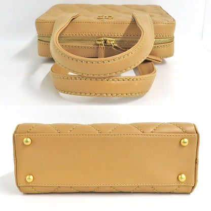 Chanel Handbag Wild Stitch Leather Beige Gold CC Logo Brown — view 4