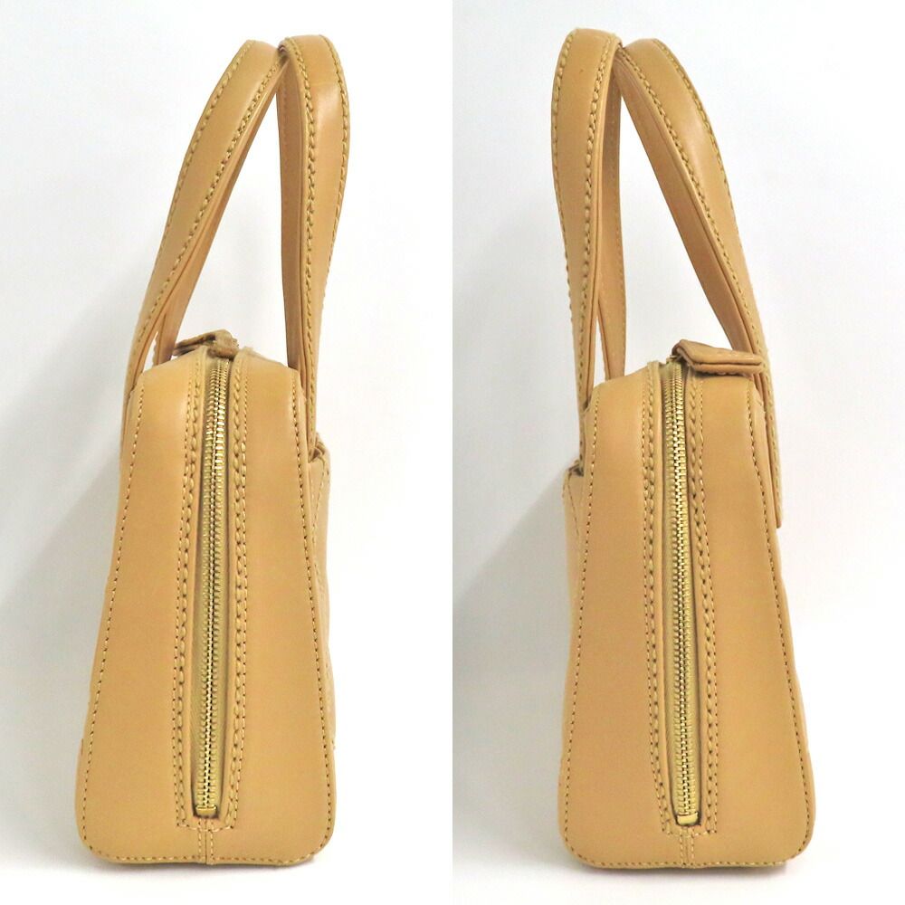 Chanel Handbag Wild Stitch Leather Beige Gold CC Logo Brown — view 3