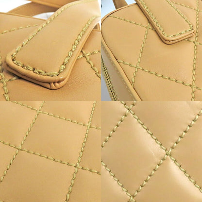 Chanel Handbag Wild Stitch Leather Beige Gold CC Logo Brown — view 8