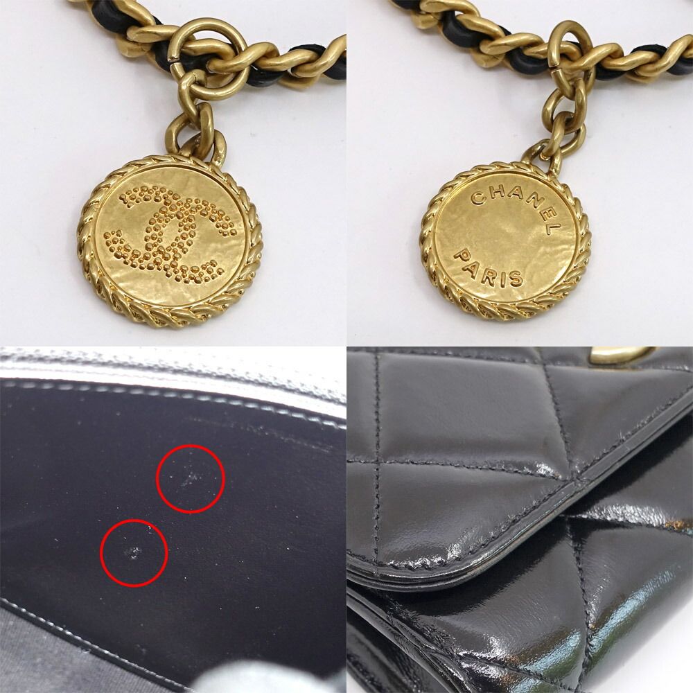 Chanel Tune Clutch Patent Leather Black Gold — view 9