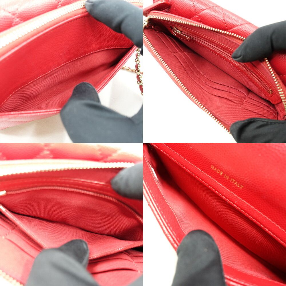 Chanel Phone Case Wallet Caviar Leather Red — view 6
