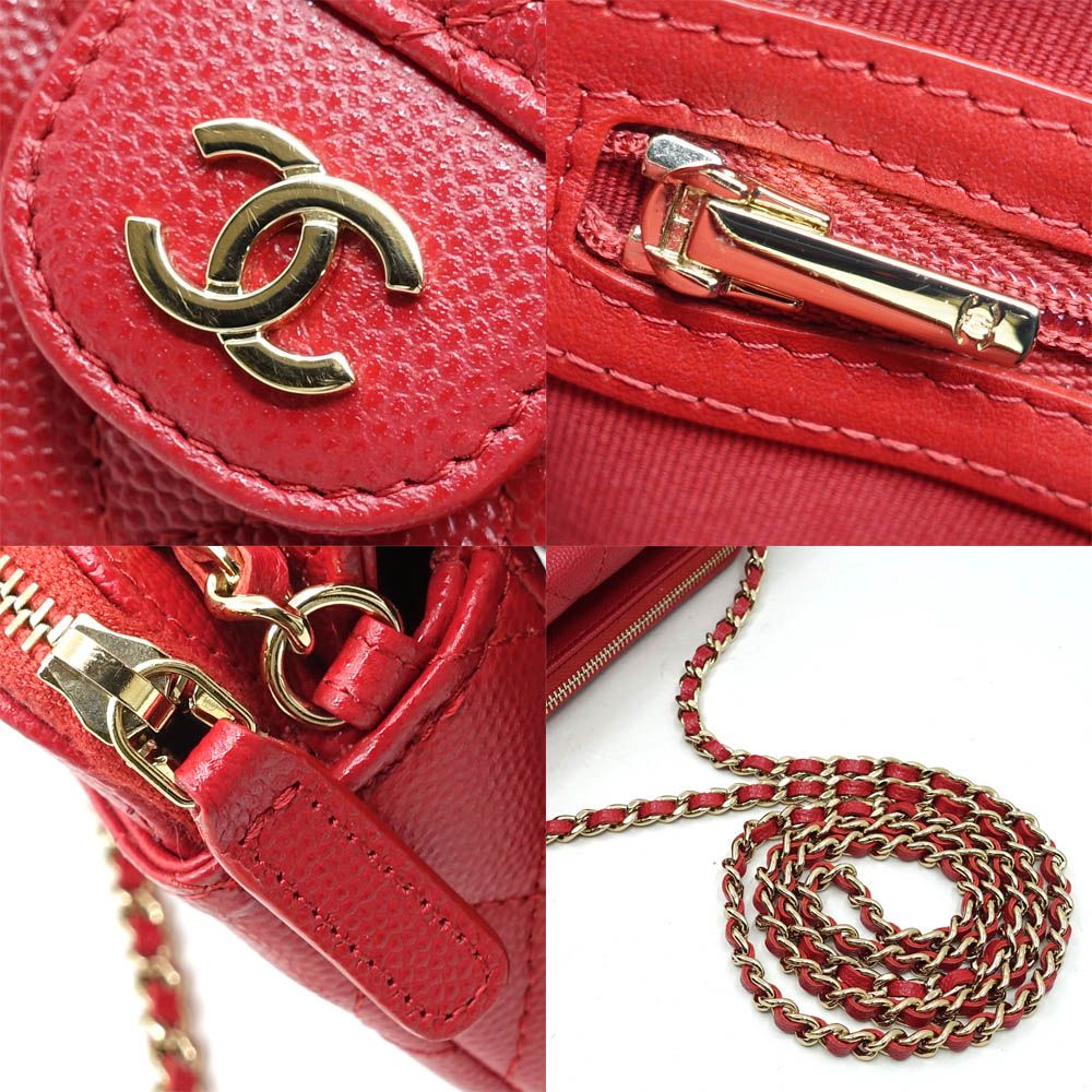 Chanel Phone Case Wallet Caviar Leather Red — view 8