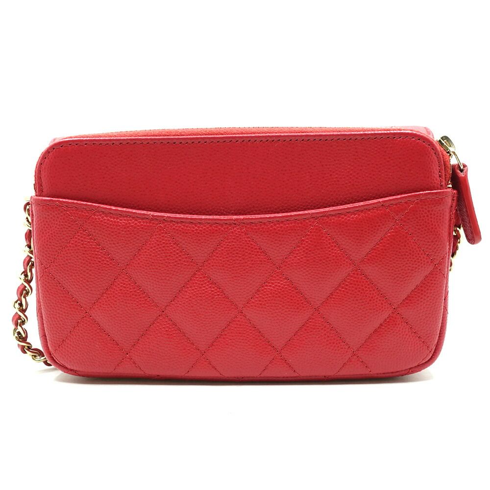 Chanel Phone Case Wallet Caviar Leather Red — view 2
