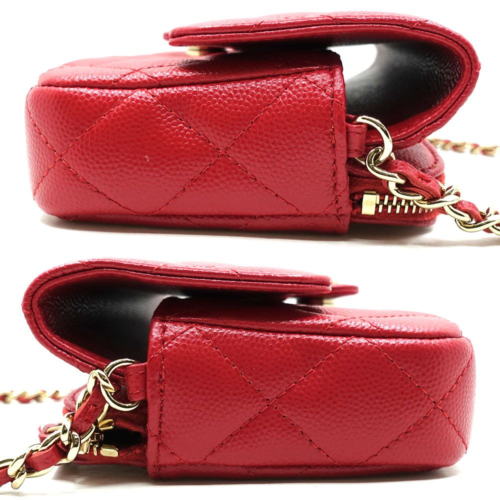 Chanel Phone Case Wallet Caviar Leather Red — view 3