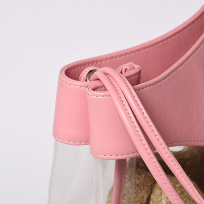 Chanel 31 Large Shopping Bag CC Logo Straw Leather Vinyl Pink — view 5