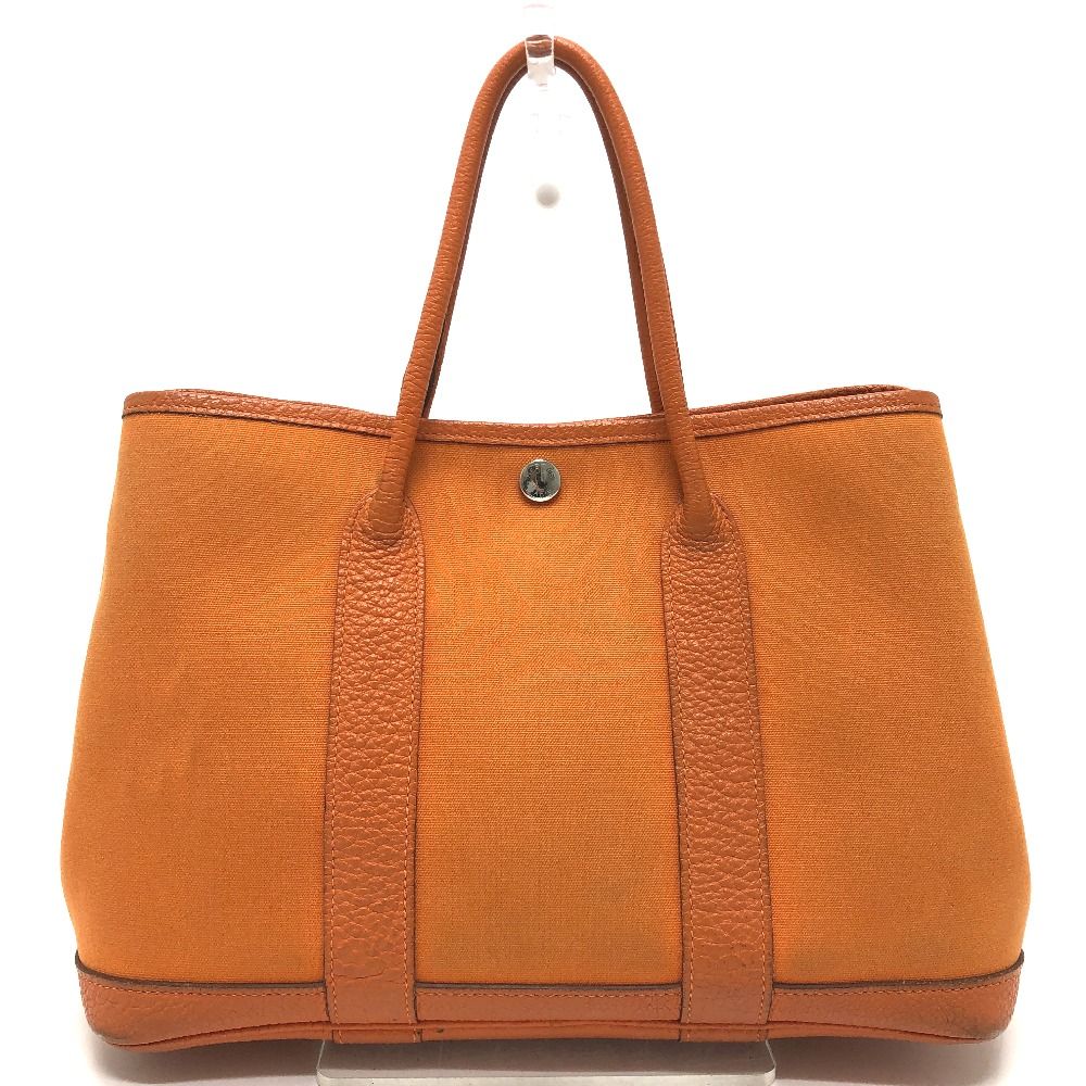 Hermes Handbag Garden Party TPM Leather Canvas Orange
