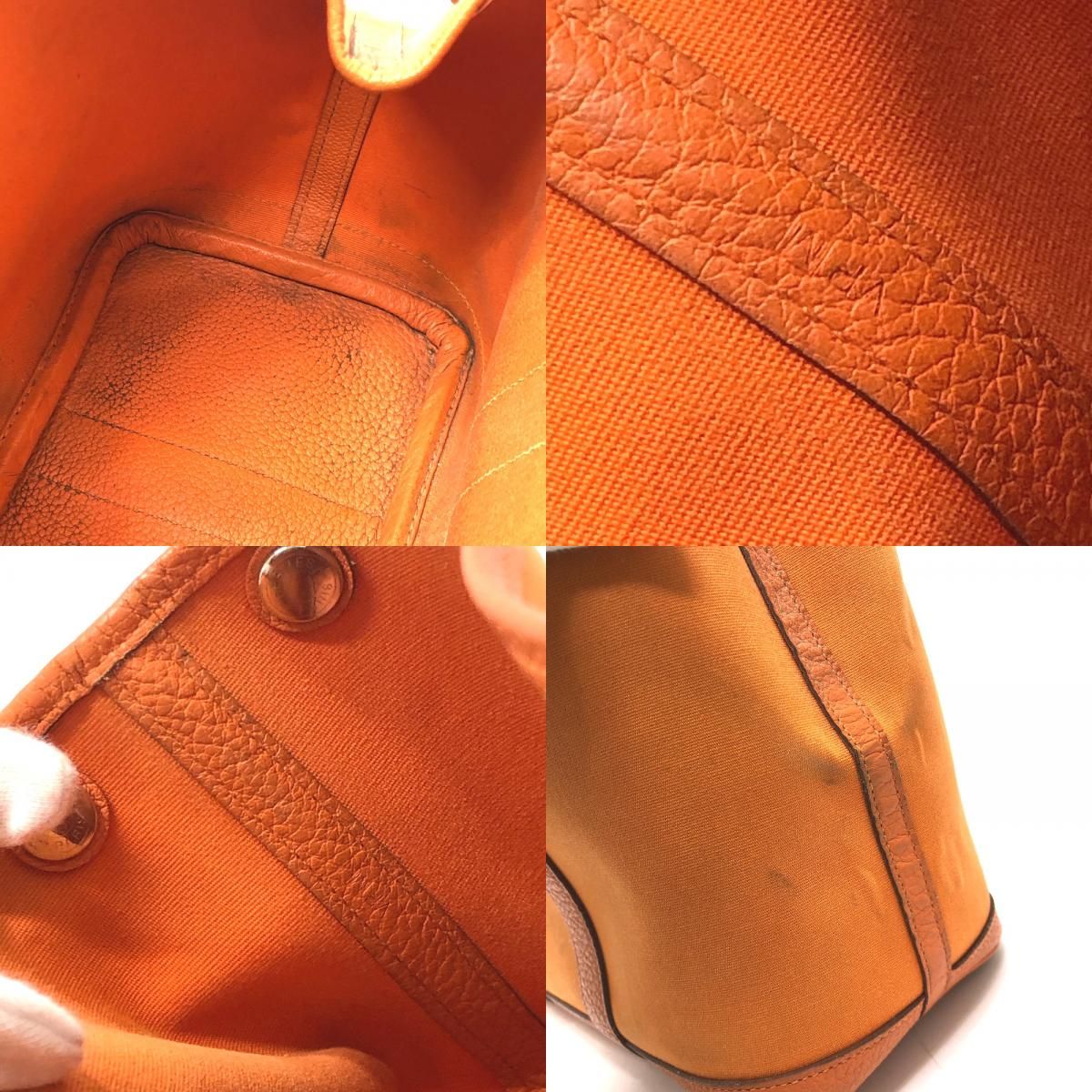 Hermes Handbag Garden Party TPM Leather Canvas Orange — view 9