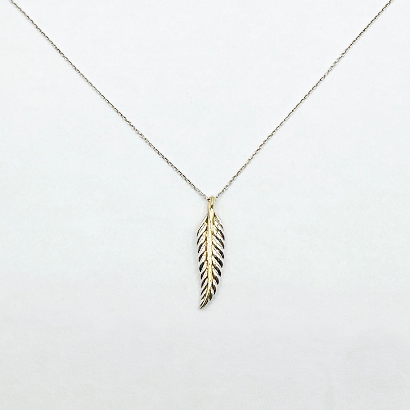 Tiffany & Co Feather Yellow Gold Silver Necklace 38 cm — view 6