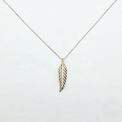 Tiffany & Co Feather Yellow Gold Silver Necklace 38 cm — view 6