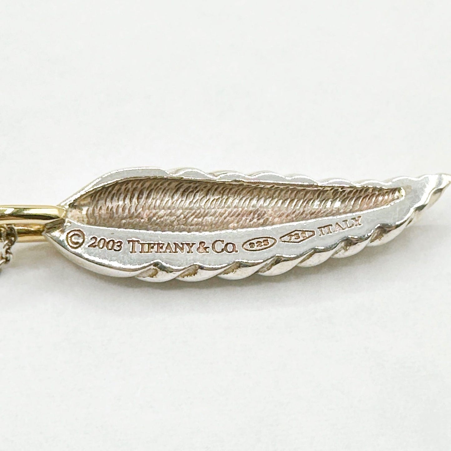 Tiffany & Co Feather Yellow Gold Silver Necklace 38 cm — view 3