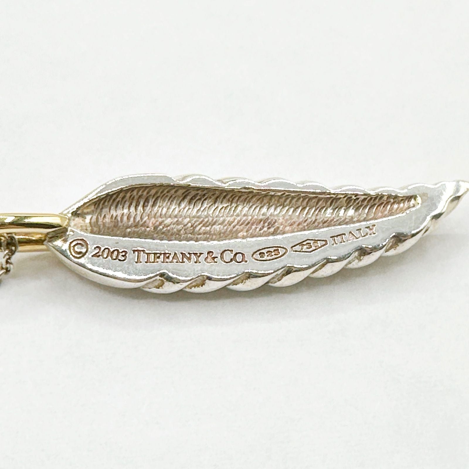 Tiffany & Co Feather Yellow Gold Silver Necklace 38 cm — view 3