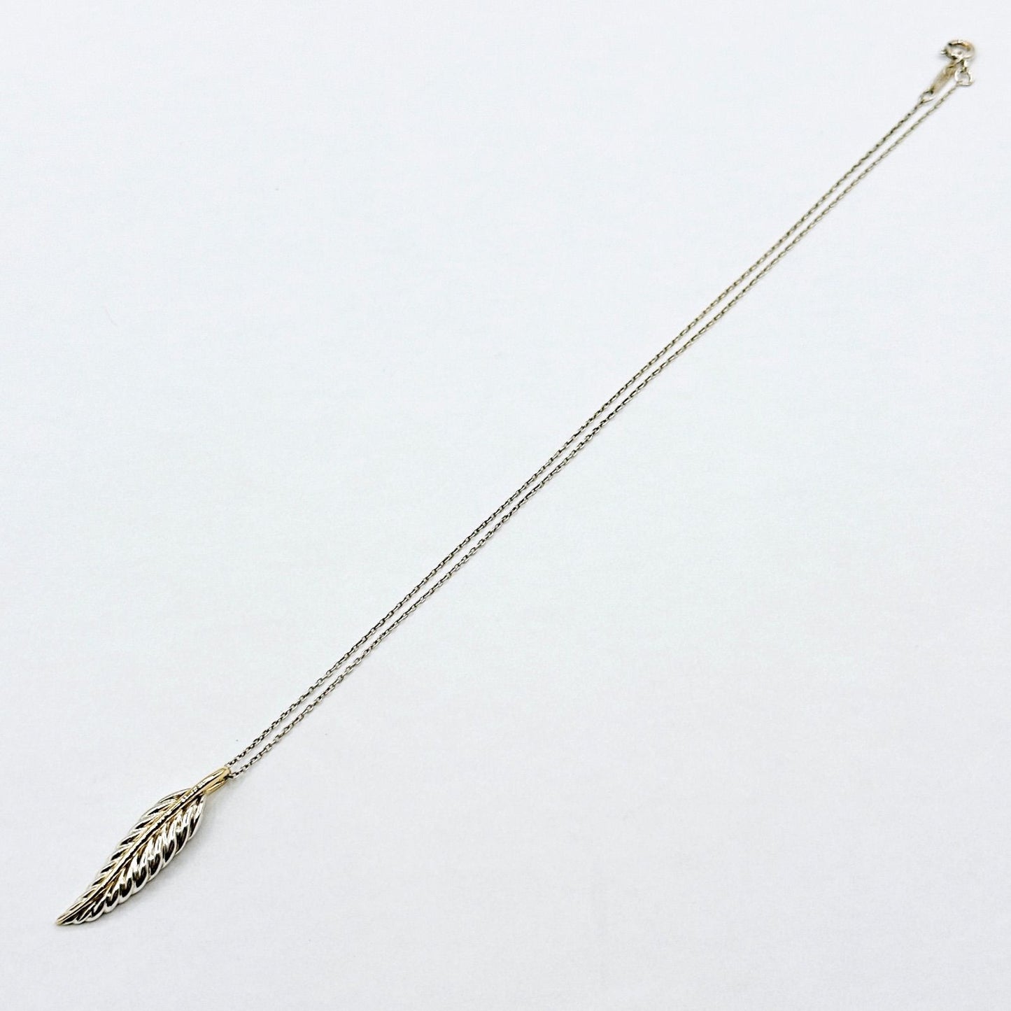 Tiffany & Co Feather Yellow Gold Silver Necklace 38 cm — view 7