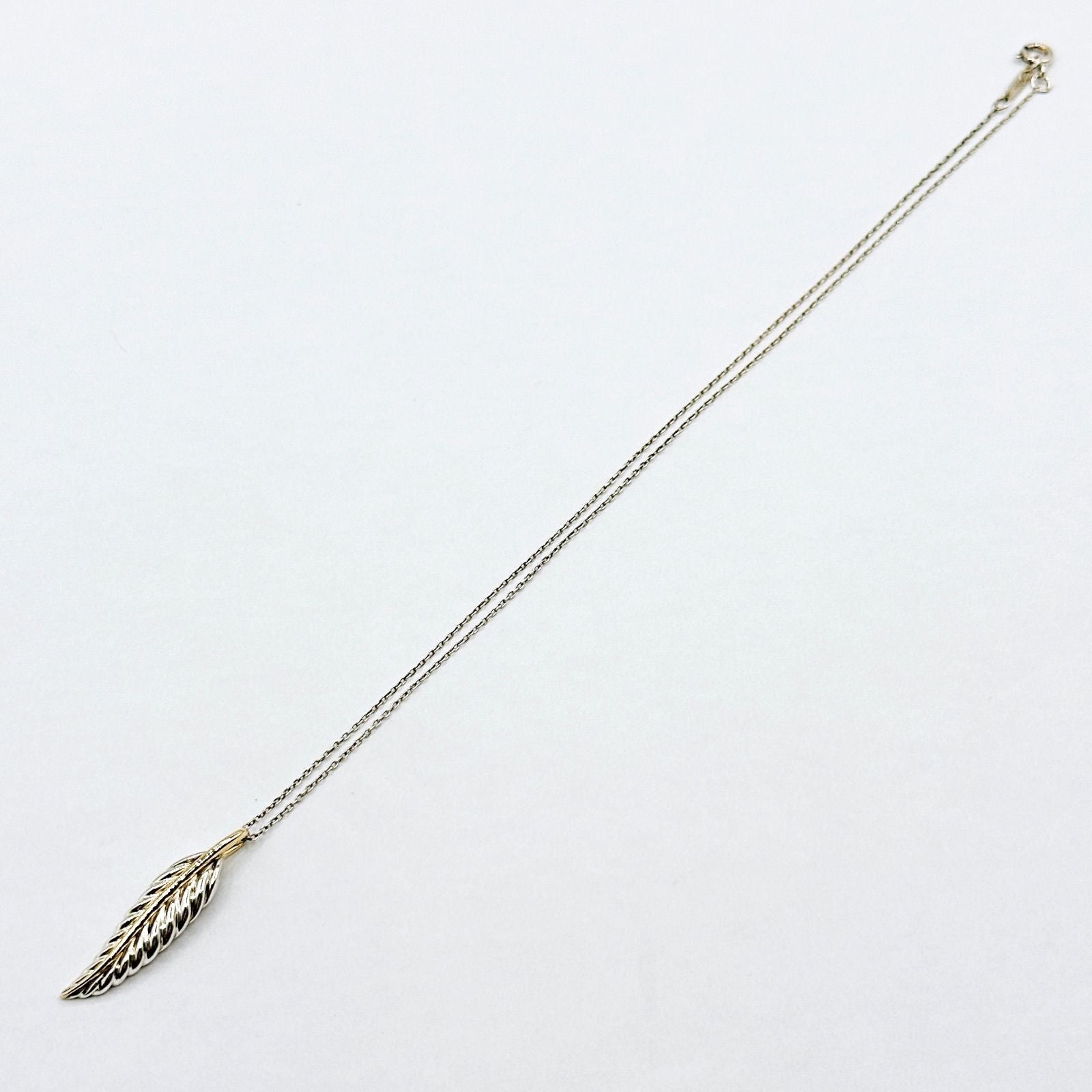 Tiffany & Co Feather Yellow Gold Silver Necklace 38 cm — view 7