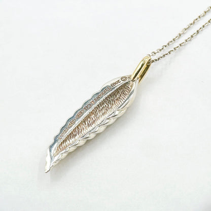 Tiffany & Co Feather Yellow Gold Silver Necklace 38 cm — view 2