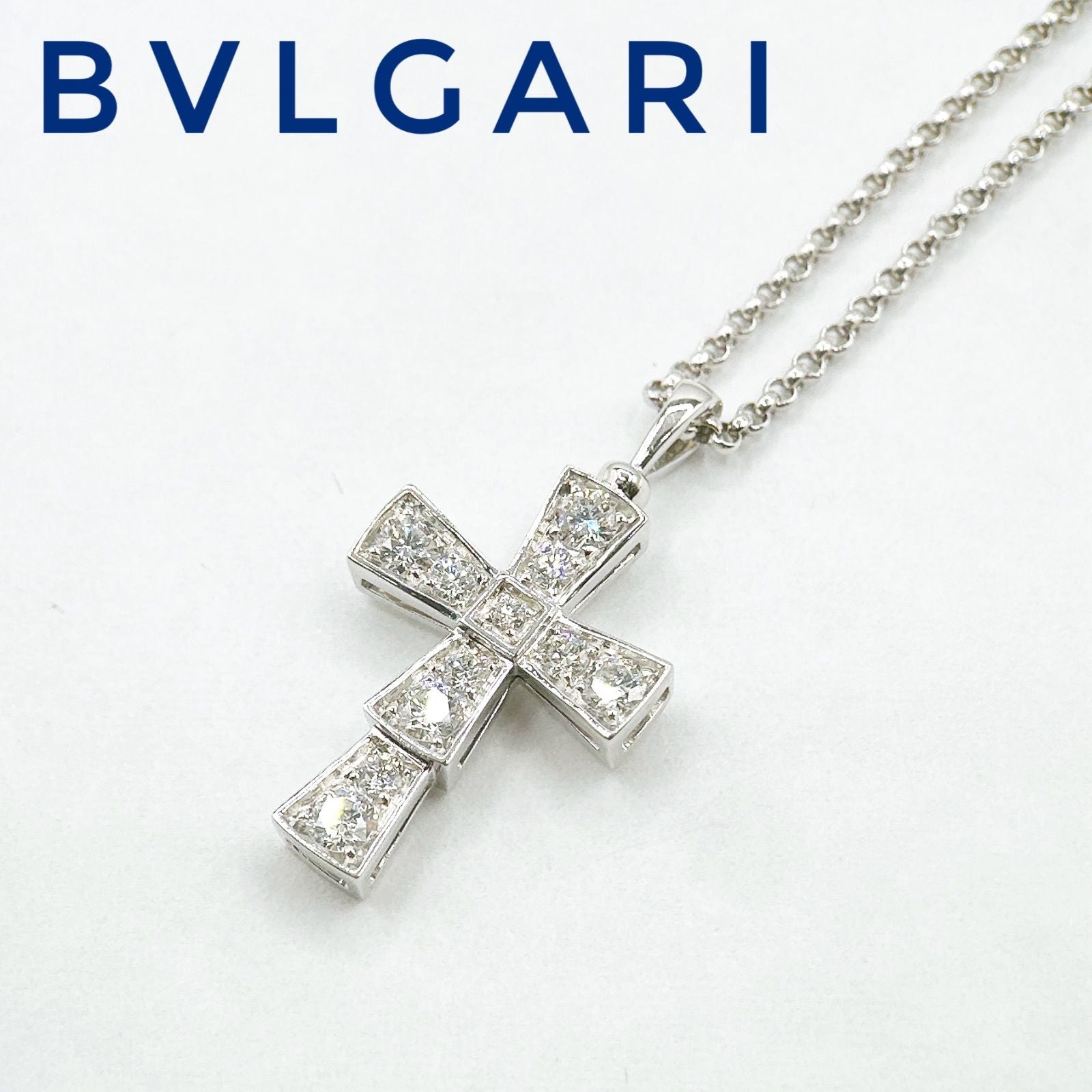 Bvlgari Serpenti Cross White Gold Necklace Cm