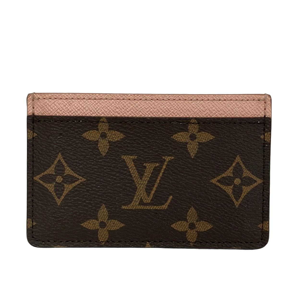 Louis Vuitton Card Case Monogram Holder Sample Dark Brown Light Pink