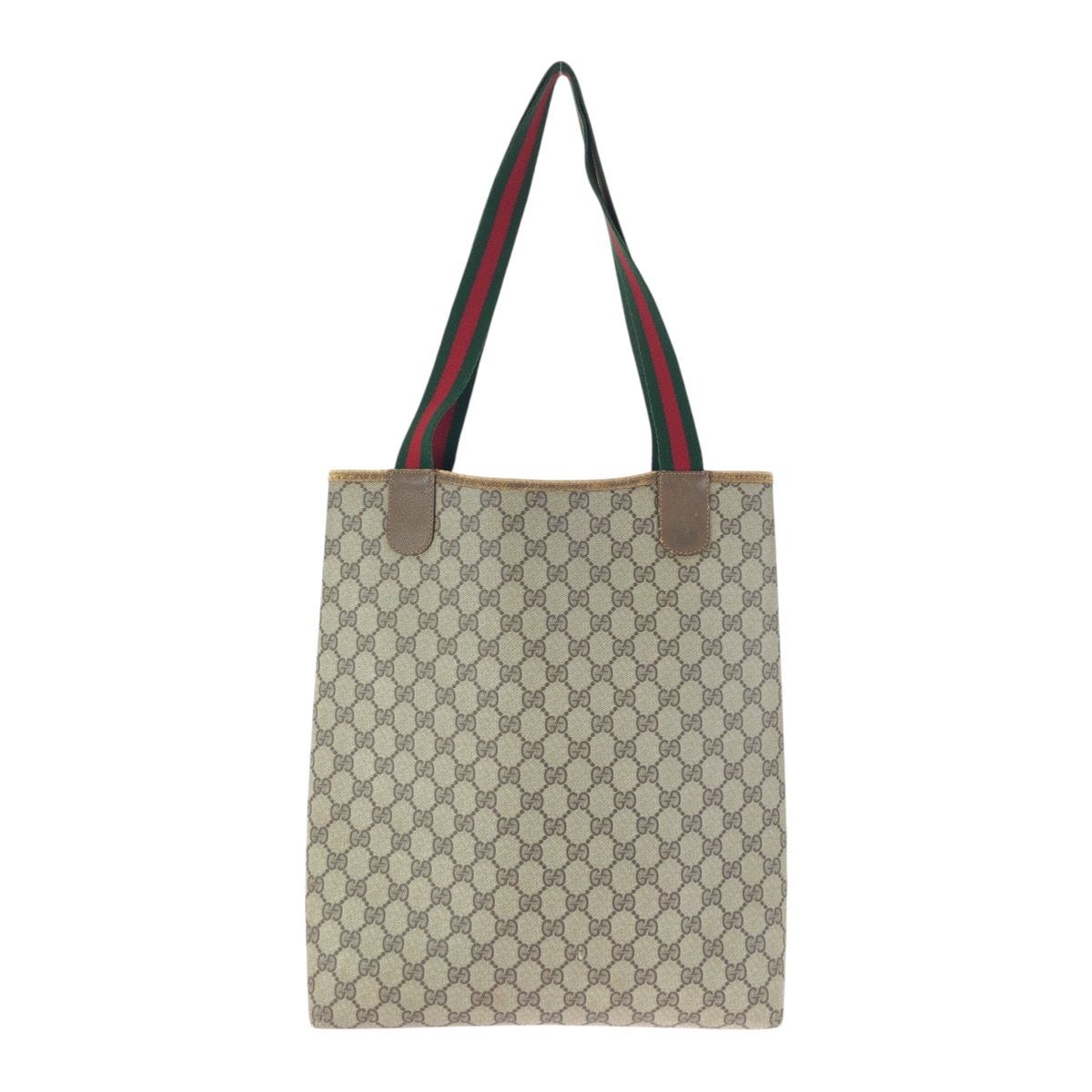 Gucci Vintage Sherry Line Beige Gray GG Supreme Canvas Tote Shoulder Bag — view 2