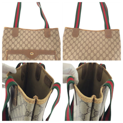 Gucci Vintage Sherry Line Beige Gray GG Supreme Canvas Tote Shoulder Bag — view 5