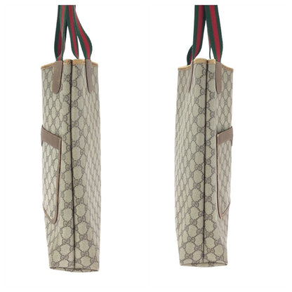 Gucci Vintage Sherry Line Beige Gray GG Supreme Canvas Tote Shoulder Bag — view 8