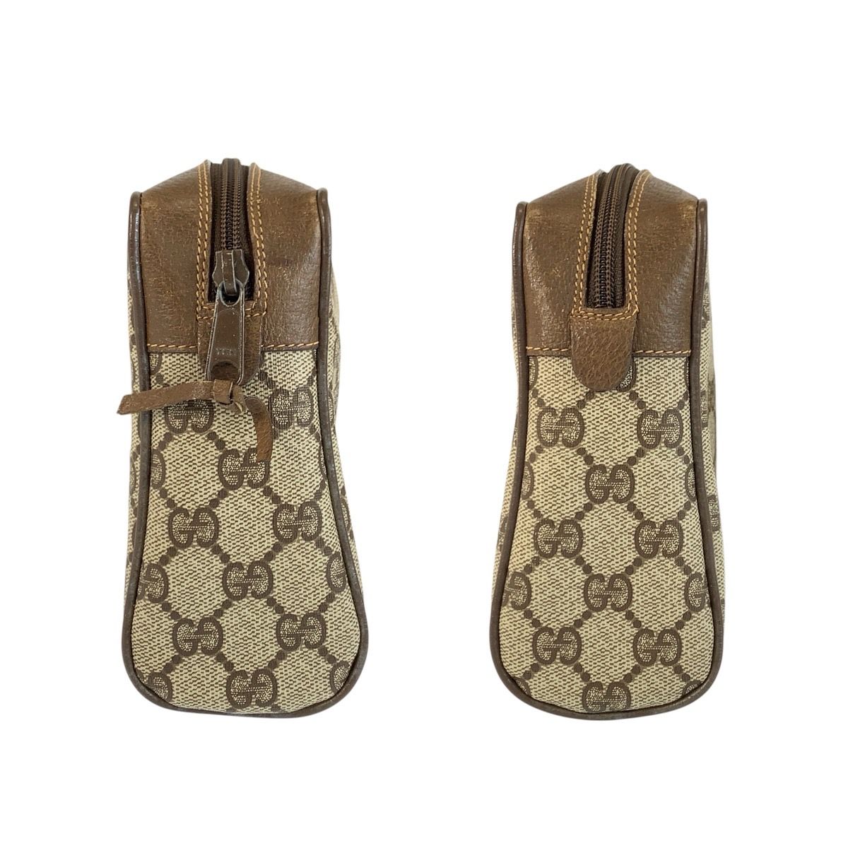 Gucci Sherry Line Beige Brown GG Supreme Canvas Leather Clutch Pouch — view 6