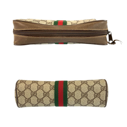 Gucci Sherry Line Beige Brown GG Supreme Canvas Leather Clutch Pouch — view 8