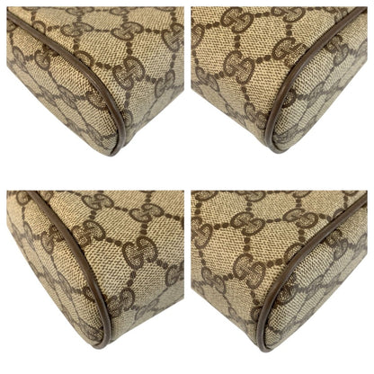 Gucci Sherry Line Beige Brown GG Supreme Canvas Leather Clutch Pouch — view 4