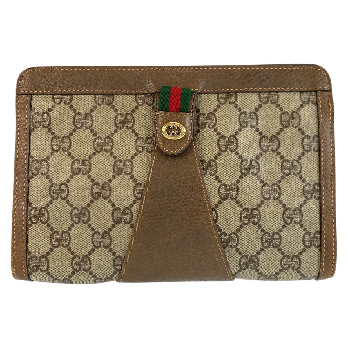 Gucci Vintage Sherry Line Beige GG Supreme Canvas Clutch