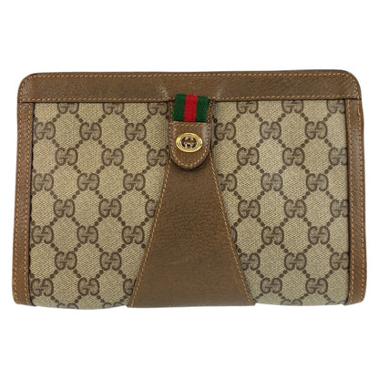 Gucci Vintage Sherry Line Beige GG Supreme Canvas Clutch